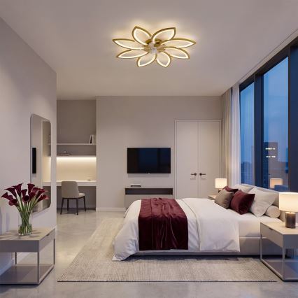 Brilagi - LED stmievateľný stropný ventilátor LED/43W/230V 3000-6500K priemer 90 cm zlatá + diaľkové ovládanie