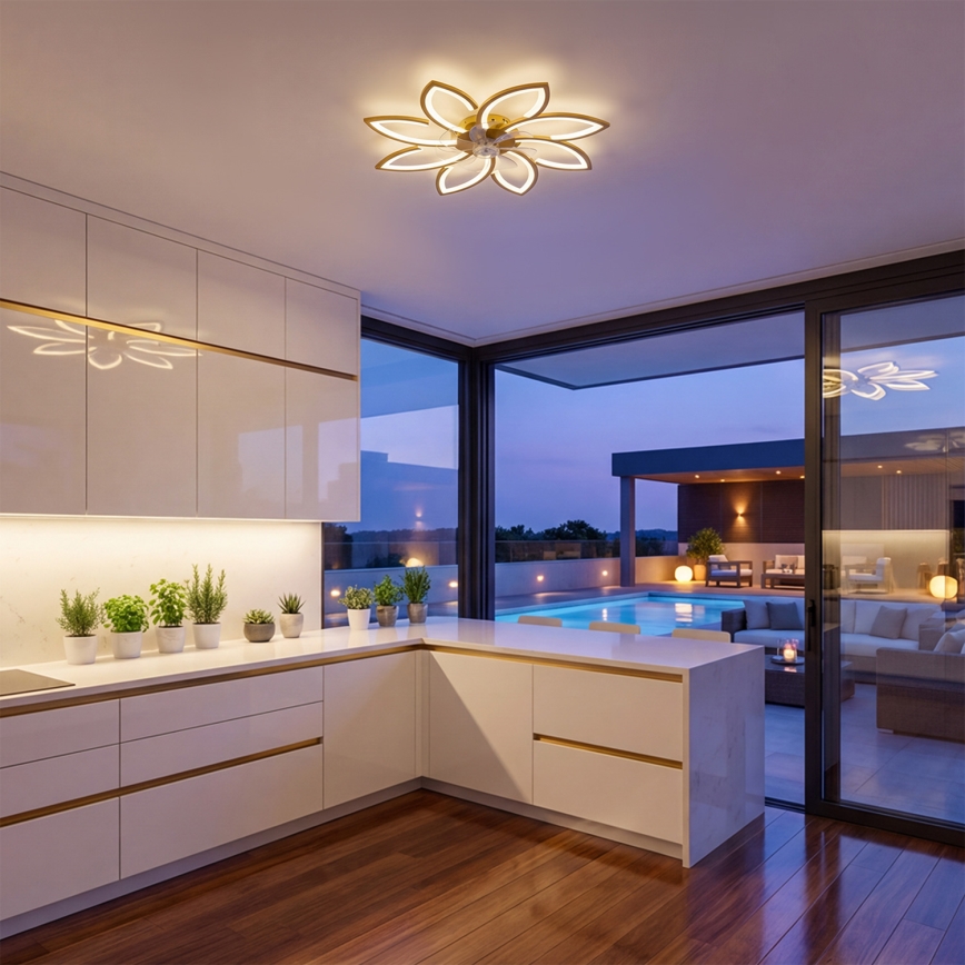 Brilagi - LED stmievateľný stropný ventilátor LED/43W/230V 3000-6500K priemer 90 cm zlatá + diaľkové ovládanie