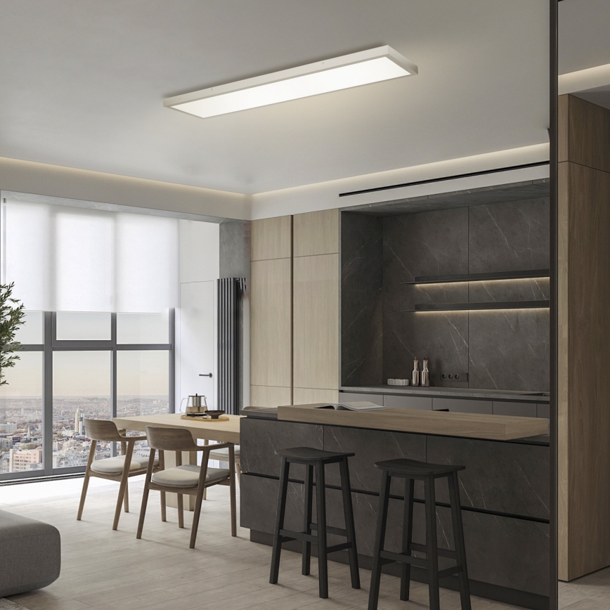 Brilagi - LED Stmievateľné kúpeľňové stropné svietidlo FRAME SMART LED/50W/230V 120x30 cm 3000-6000K IP44 strieborná + diaľkové ovládanie