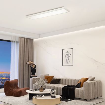 Brilagi - LED Stmievateľné kúpeľňové stropné svietidlo FRAME SMART LED/50W/230V 120x30 cm 3000-6000K IP44 strieborná + diaľkové ovládanie