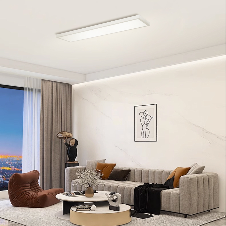 Brilagi - LED Stmievateľné kúpeľňové stropné svietidlo FRAME SMART LED/50W/230V 120x30 cm 3000-6000K IP44 strieborná + diaľkové ovládanie