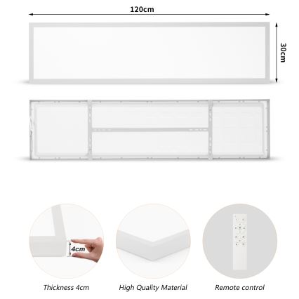 Brilagi - LED Stmievateľné kúpeľňové stropné svietidlo FRAME SMART LED/50W/230V 120x30 cm 3000-6000K IP44 strieborná + diaľkové ovládanie