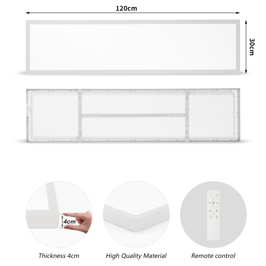 Brilagi - LED Stmievateľné kúpeľňové stropné svietidlo FRAME SMART LED/50W/230V 120x30 cm 3000-6000K IP44 strieborná + diaľkové ovládanie