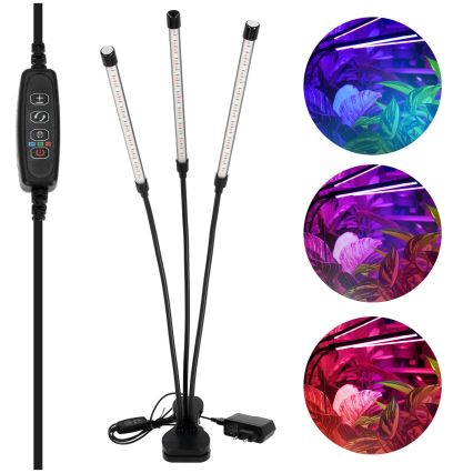 Brilagi - LED Stmievateľná flexibilná stolná lampa s klipom na pestovanie rastlín VITABLOOM 3xLED/10W/230V čierna