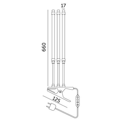 Brilagi - LED Stmievateľná flexibilná stolná lampa s klipom na pestovanie rastlín VITABLOOM 3xLED/10W/230V čierna