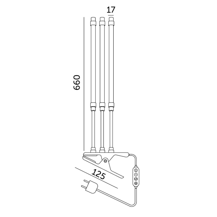 Brilagi - LED Stmievateľná flexibilná stolná lampa s klipom na pestovanie rastlín VITABLOOM 3xLED/10W/230V čierna