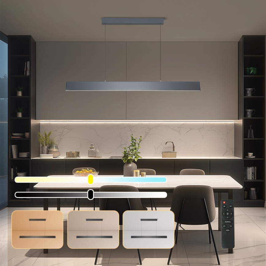 Brilagi - LED Stmievateľný luster na lanku SLIMLINE LED/40W/230V 3000-6000K antracit + diaľkové ovládanie