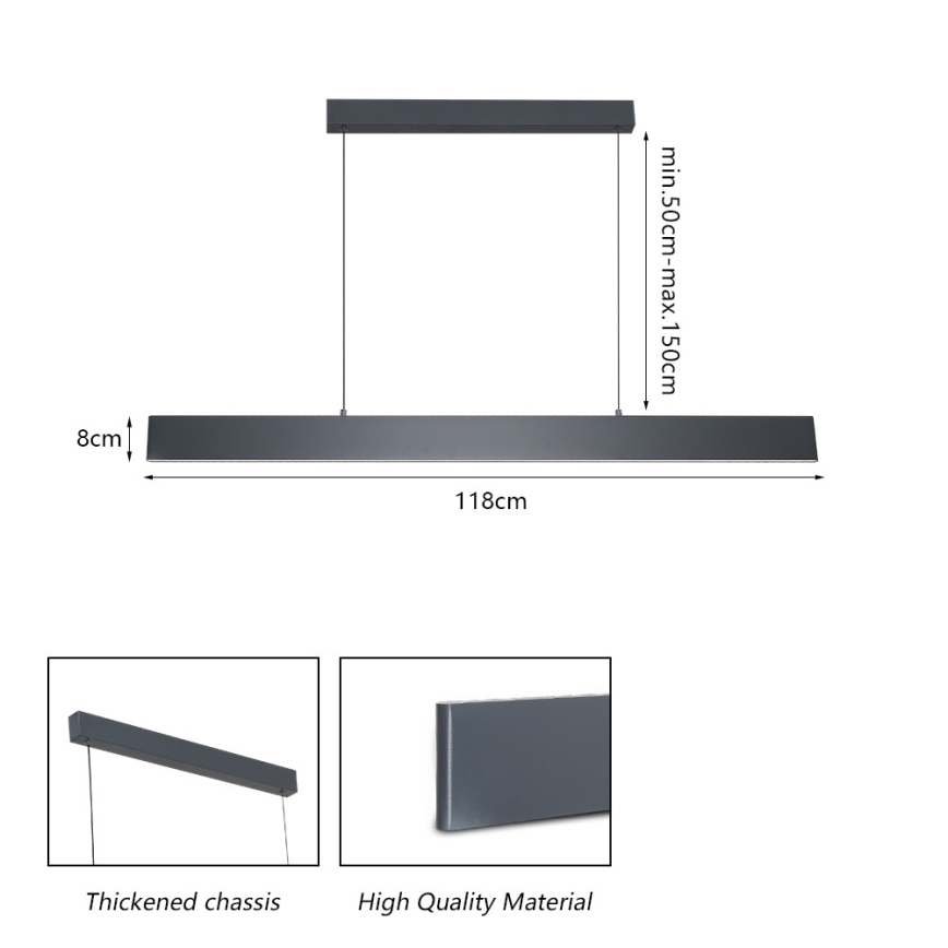 Brilagi - LED Stmievateľný luster na lanku SLIMLINE LED/40W/230V 3000-6000K antracit + diaľkové ovládanie