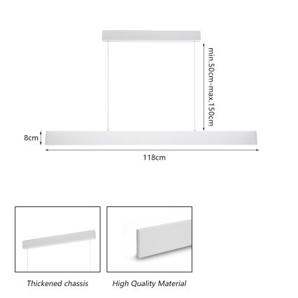Brilagi - LED Stmievateľný luster na lanku SLIMLINE LED/40W/230V 3000-6000K biela + diaľkové ovládanie