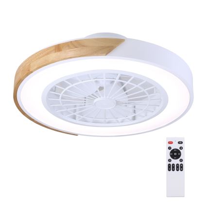 Brilagi - LED Stmievateľné stropné svietidlo s ventilátorom LED/30W/230V 3000-6500K biela/dub + diaľkové ovládanie