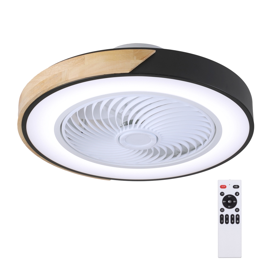 Brilagi - LED Stmievateľné stropné svietidlo s ventilátorom LED/30W/230V 3000-6500K čierna/dub + diaľkové ovládanie