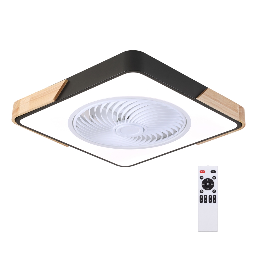 Brilagi - LED Stmievateľné stropné svietidlo s ventilátorom LED/30W/230V 3000-6500K čierna/dub + diaľkové ovládanie