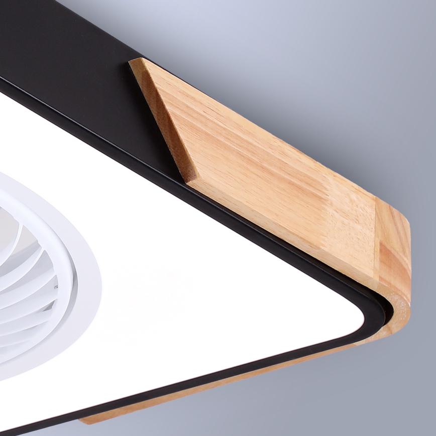 Brilagi - LED Stmievateľné stropné svietidlo s ventilátorom LED/30W/230V 3000-6500K čierna/dub + diaľkové ovládanie