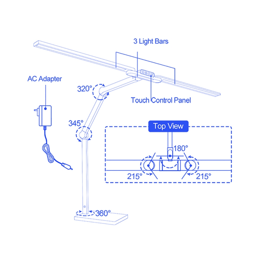 Brilagi - LED stmievateľná dotyková stolová lampa VARIO LED/24W/230V 3000-6500K CRI 92 biela