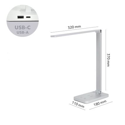 Brilagi - LED stmievateľná dotyková stolná lampa s bezdrôtovým nabíjaním QI MODO CHARGE LED/7W/5V 3000/4000/6000K biela