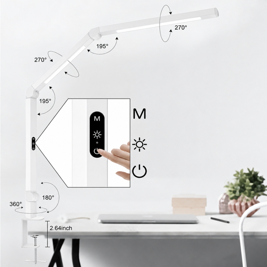 BRILAGI - LED Stmievateľná dotyková flexibilná stolová lampa VARIO LED/12W/230V 3000/4000/5000/6500K CRI 92 biela