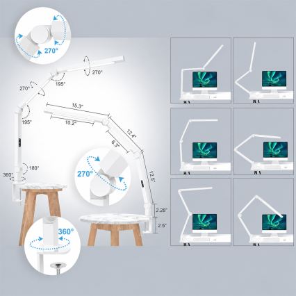 BRILAGI - LED Stmievateľná dotyková flexibilná stolová lampa VARIO LED/12W/230V 3000/4000/5000/6500K CRI 92 biela