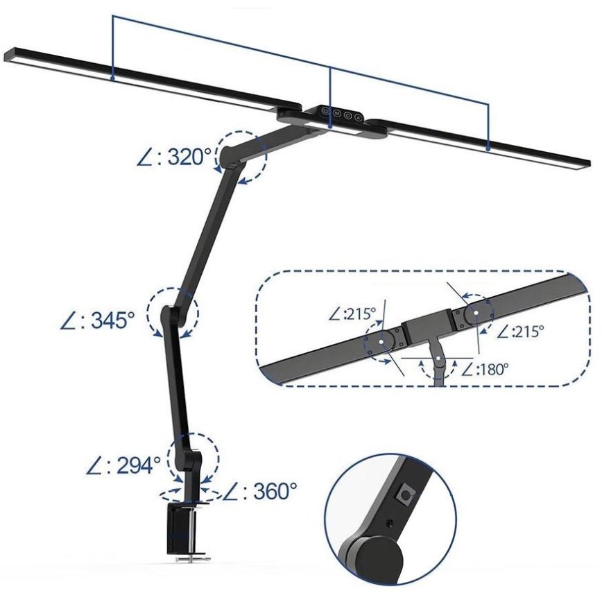Brilagi - LED Stmievateľná dotyková flexibilná stolná lampa VARIO LED/24W/230V 3000-6500K CRI 92 čierna