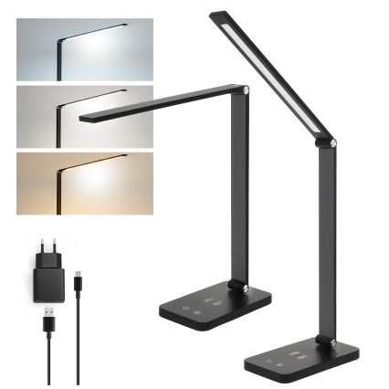 Brilagi - Stmievateľná dotyková LED stolová lampa s bezdrôtovým nabíjaním QI MODO CHARGE LED/7W/5V 3000/4000/6000K čierna