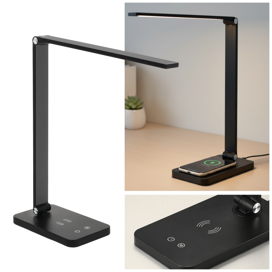 Brilagi - Stmievateľná dotyková LED stolová lampa s bezdrôtovým nabíjaním QI MODO CHARGE LED/7W/5V 3000/4000/6000K čierna