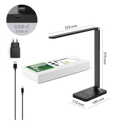 BRILAGI - Stmievateľná dotyková LED stolová lampa s bezdrôtovým nabíjaním QI MODO CHARGE LED/7W/5V 3000/4000/6000K čierna