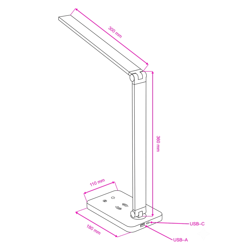 BRILAGI - Stmievateľná dotyková LED stolová lampa s bezdrôtovým nabíjaním QI MODO CHARGE LED/7W/5V 3000/4000/6000K čierna