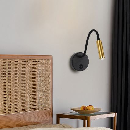 Brilagi - LED Stmievateľná flexibilná nástenná lampa MAYA 1xG9/4W/230V čierna/zlatá 2700-6500K Wi-Fi Tuya