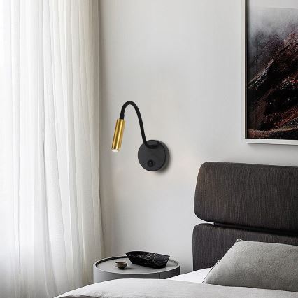 Brilagi - LED Stmievateľná flexibilná nástenná lampa MAYA 1xG9/4W/230V čierna/zlatá 2700-6500K Wi-Fi Tuya