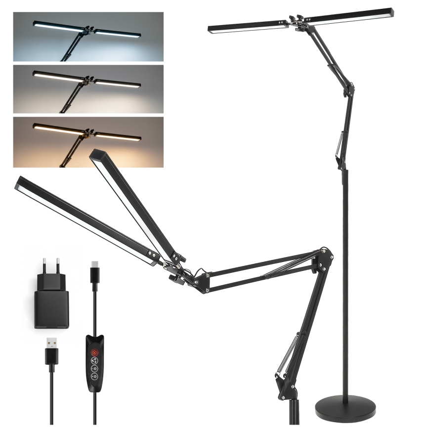 Brilagi - LED stmievateľná flexibilná stojacia lampa VARIO LED/14W/230V 3000-6000K 157 cm čierna