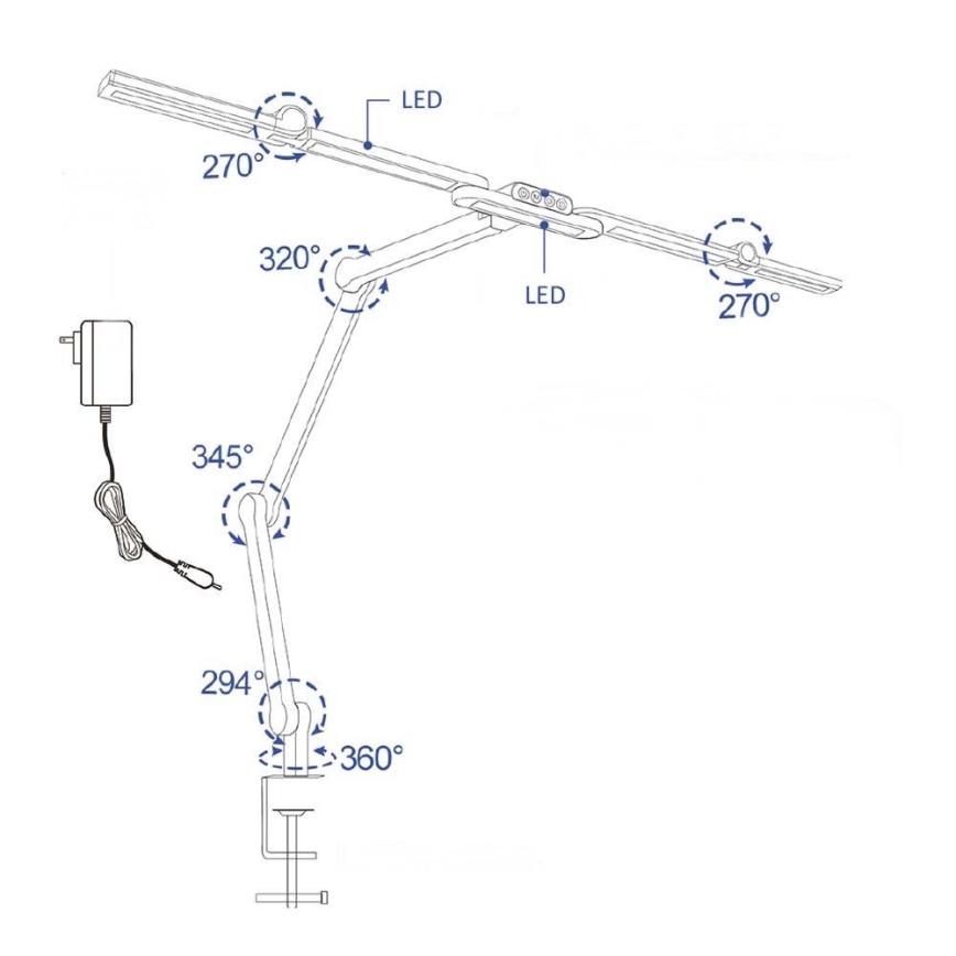 Brilagi - LED Stmievateľná flexibilná stolná lampa VARIO LED/24W/230V 3000-6500K CRI 92 čierna