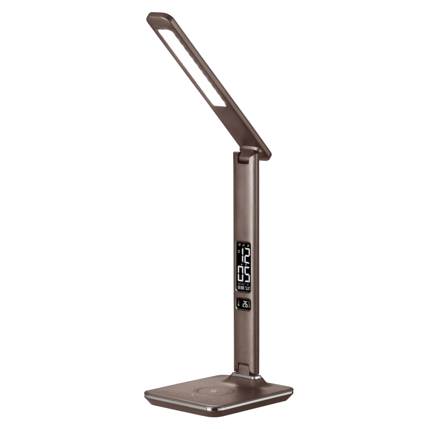 Brilagi - LED Stmievateľná stolová lampa s bezdrôtovým nabíjaním Qi a USB REGINA LED/8,5W/230V hnedá