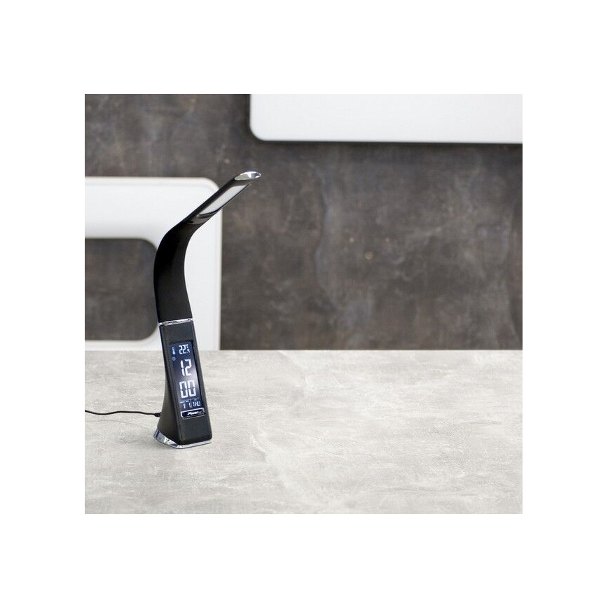 Brilagi - LED Stmievateľná stolná lampa s displejom PELLE LED/7W/230V čierna