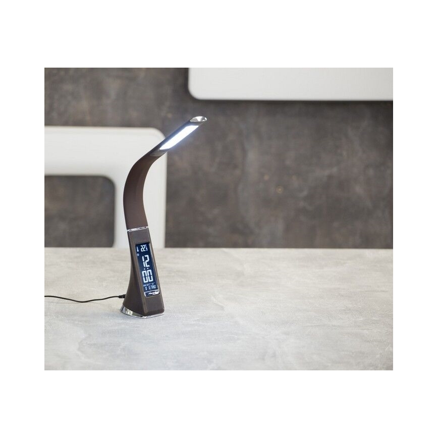 Brilagi - LED Stmievateľná stolná lampa s displejom PELLE LED/7W/230V hnedá