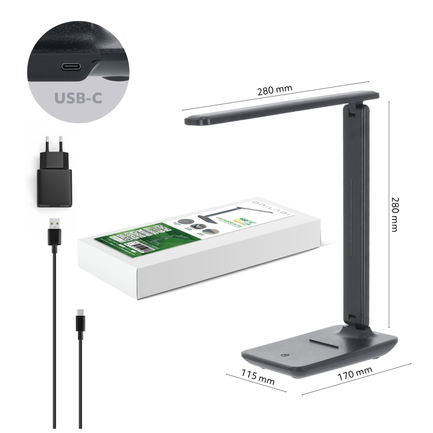 Brilagi - LED stmievateľná stolná lampa VARIO LED/7W/230V 3000/4000/6500K antracit