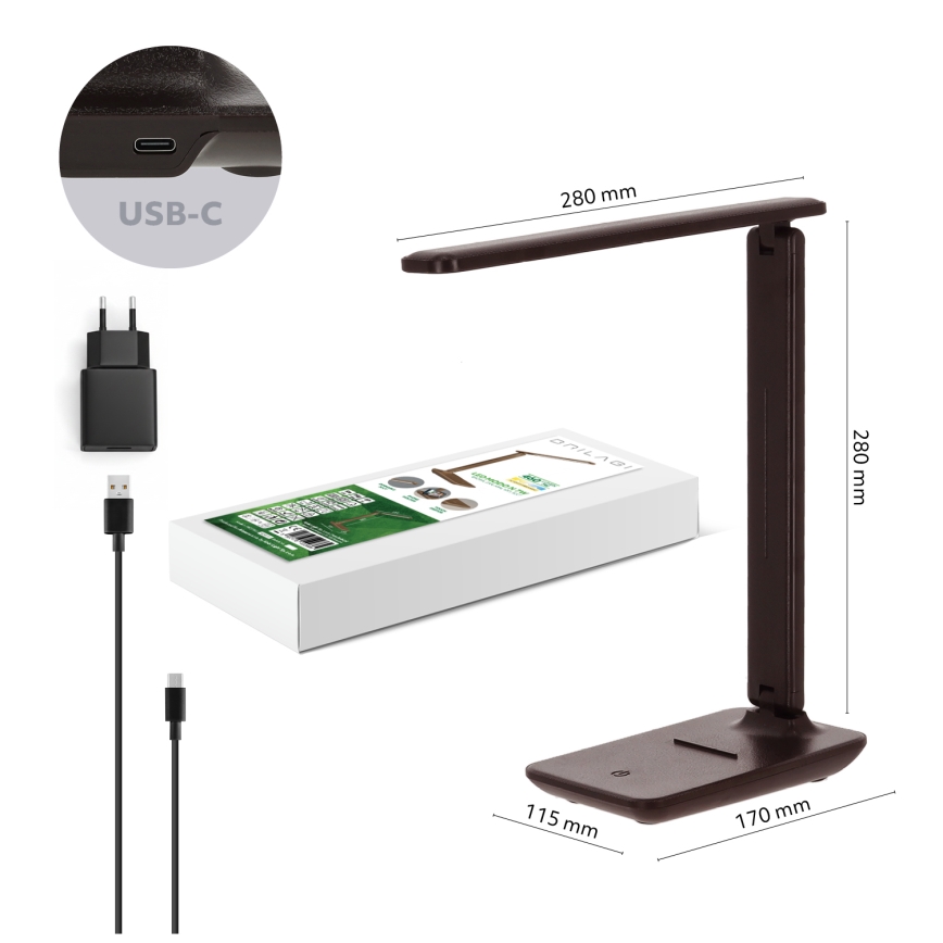Brilagi - LED Stmievateľná stolová lampa MODO LED/7W/230V 3000/4000/6500K hnedá