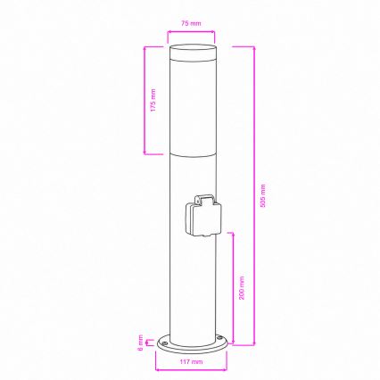 BRILAGI - LED stmievateľná vonkajšia lampa so zásuvkou ELIA 1xE27/6W/230V 2700-6500K IP44 Wi-Fi 50 cm antracit