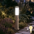BRILAGI - LED stmievateľná vonkajšia lampa so zásuvkou ELIA 1xE27/6W/230V 2700-6500K IP44 Wi-Fi 50 cm matný chróm