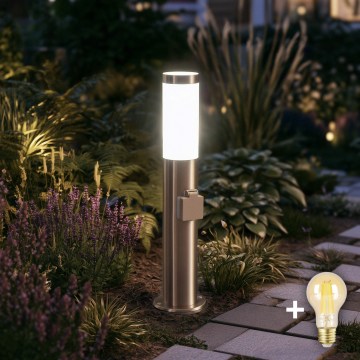 BRILAGI - LED stmievateľná vonkajšia lampa so zásuvkou ELIA 1xE27/6W/230V 2700-6500K IP44 Wi-Fi 50 cm matný chróm
