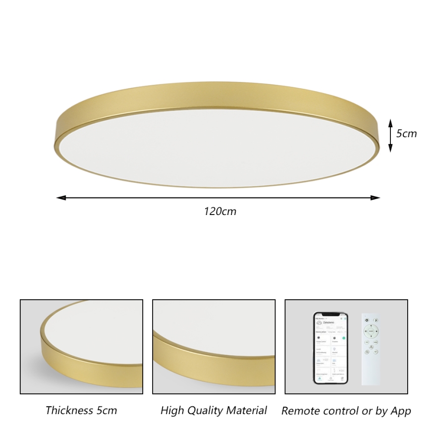 Brilagi - LED stmievateľné stropné svietidlo POOL SMART LED/180W/230V 3000-6000K 120 cm zlatá Wi-Fi Tuya + diaľkové ovládanie