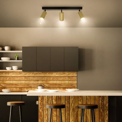 Brilagi - LED RGBW stmievateľné bodové svietidlo SELE GOLDEN 3xGU10/4,8W/230V 3000K čierna/zlatá + diaľkové ovládanie