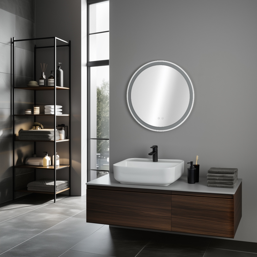 Brilagi - LED Stmievateľné kúpeľňové vyhrievané zrkadlo s podsvietením AVA ECO LED/11,5W/230V pr. 60 cm 3000/4000/6500K IP44 CRI 90