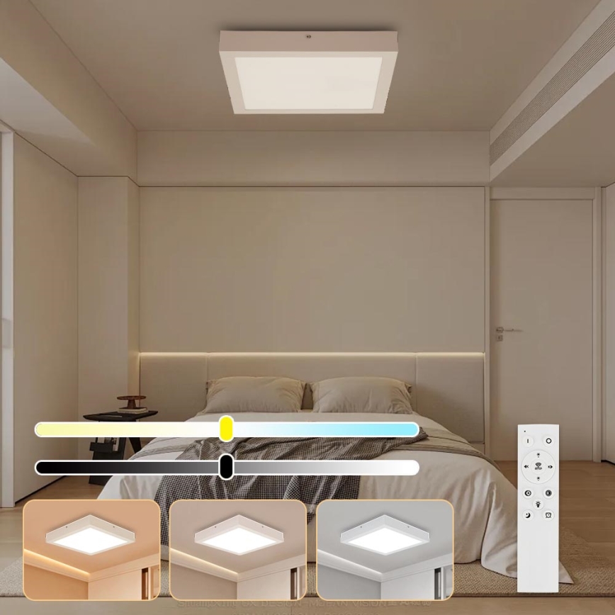 Brilagi - LED Stmievateľné kúpeľňové stropné svietidlo FRAME SMART LED/24W/230V 30x30 cm 3000-6000K IP44 biela + diaľkové ovládanie
