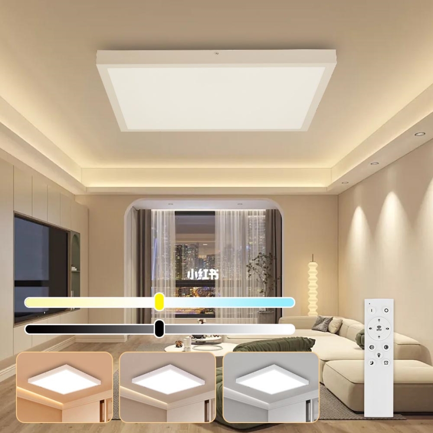 Brilagi - LED Stmievateľné kúpeľňové stropné svietidlo FRAME SMART LED/50W/230V 60x60 cm 3000-6000K IP44 biela + diaľkové ovládanie
