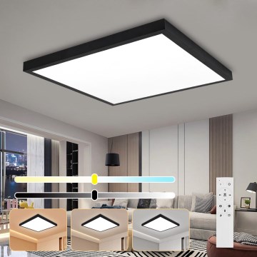 Brilagi - LED stmievateľné kúpeľňové stropné svietidlo FRAME SMART LED/50W/230V 60x60 cm 3000-6000K IP44 čierne + diaľkové ovládanie
