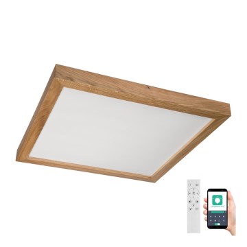 Brilagi - LED Stmievateľné kúpeľňové stropné svietidlo WOODY FRAME LED/50W/230V dub 60x60 cm 3000-6000K IP44 + diaľkové ovládanie