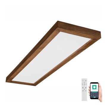 Brilagi - LED Stmievateľné kúpeľňové stropné svietidlo WOODY FRAME LED/50W/230V dub čerešňa 120x30 cm 3000-6000K IP44 + diaľkové ovládanie