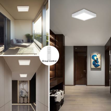 Brilagi - LED Stmievateľné kúpeľňové stropné svietidlo FRAME SMART LED/24W/230V 3000-6000K IP44 biela + diaľkové ovládanie