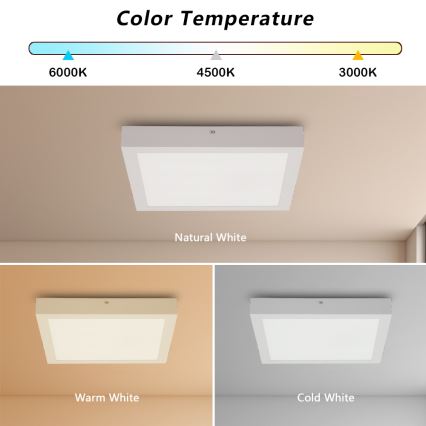 Brilagi - LED stmievateľné kúpeľňové stropné svietidlo FRAME SMART LED/24W/230V 30x30 cm 3000-6000K IP44 biela + diaľkové ovládanie