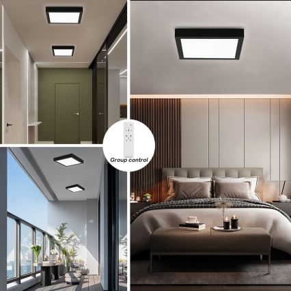 Brilagi - LED Stmievateľné kúpeľňové stropné svietidlo FRAME SMART LED/24W/230V 30x30 cm 3000-6000K IP44 čierna + diaľkové ovládanie