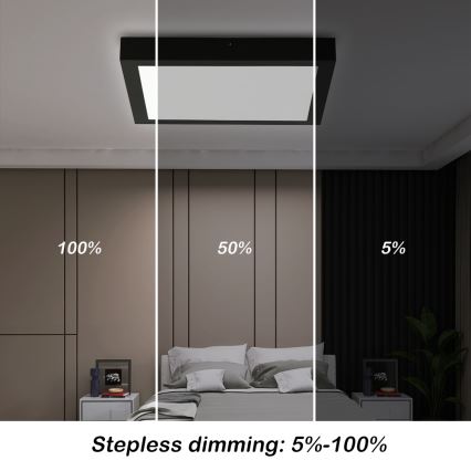 Brilagi - LED Stmievateľné kúpeľňové stropné svietidlo FRAME SMART LED/24W/230V 3000-6000K IP44 čierna + diaľkové ovládanie